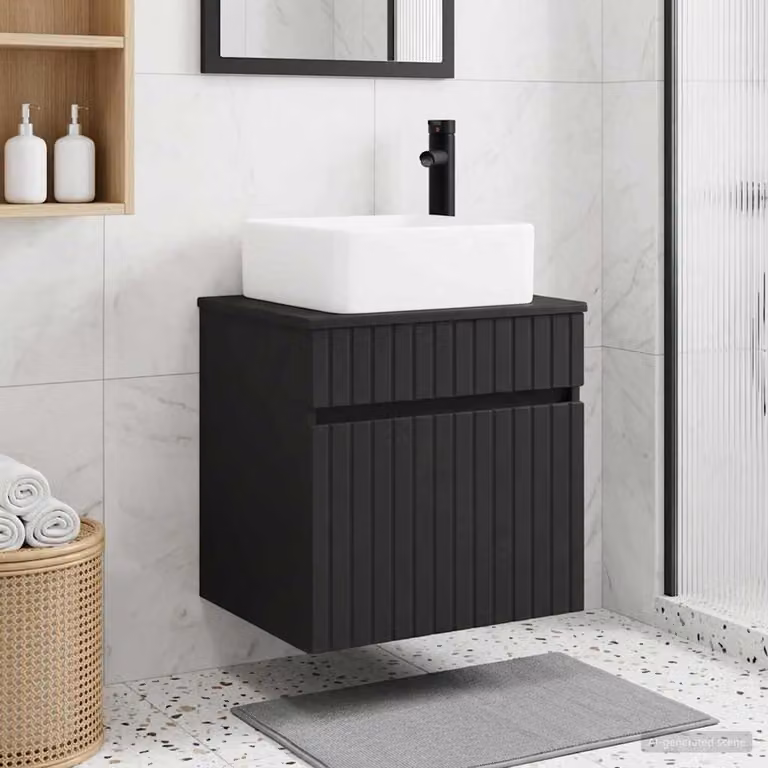 Mobile lavabo da parete vidaXL Nero opaco L: 49 cm, P: 41 cm, H: 63 cm