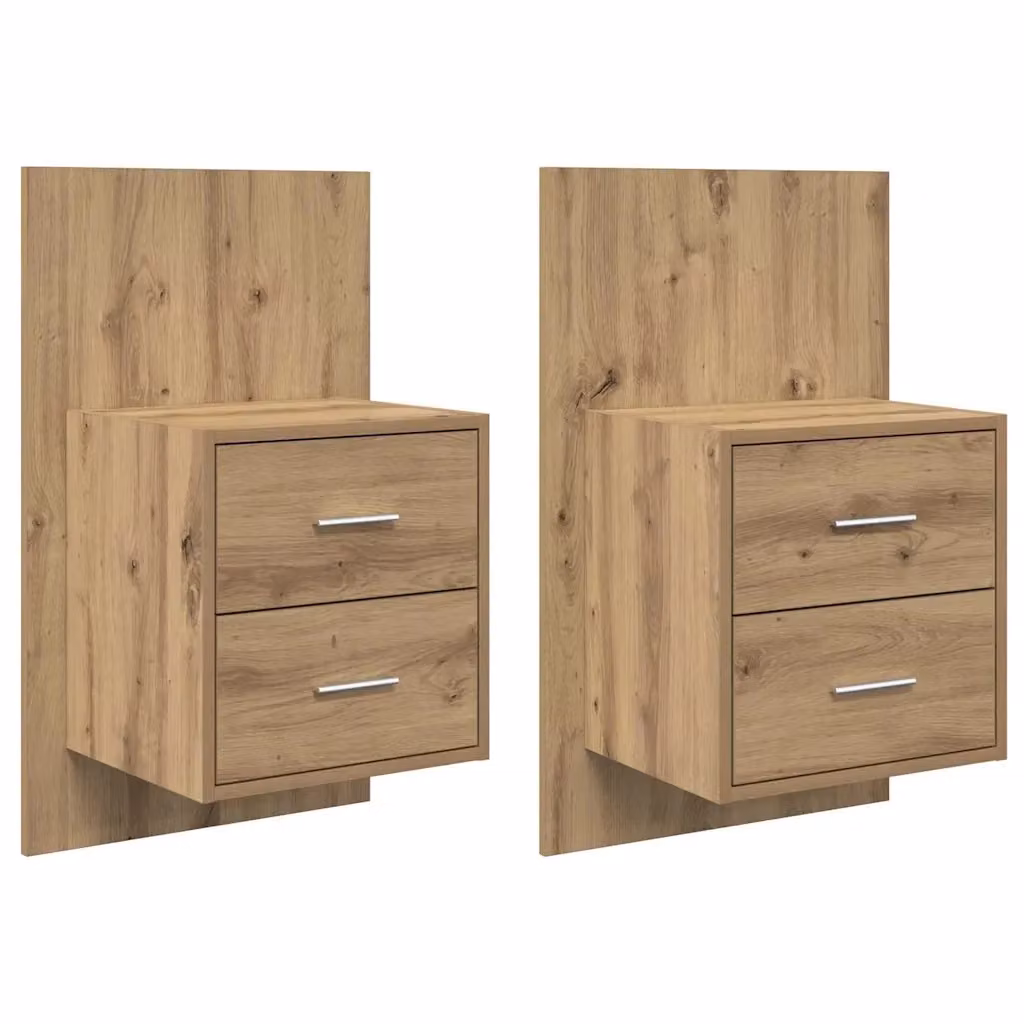 Set di 2 comodini sospesi vidaXL in legno e metallo color marrone stile rustico – 2