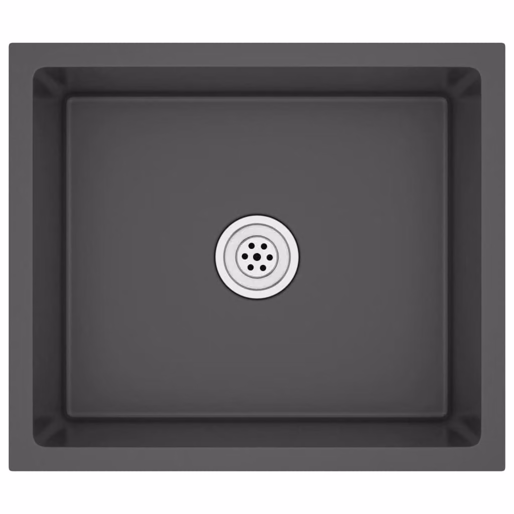 Lavello da Cucina Artigianale Nero in Acciaio Inox