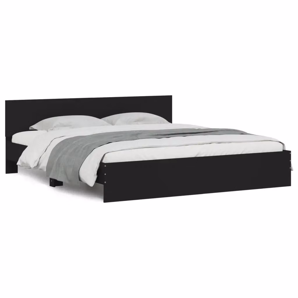 Giroletto con Testiera vidaXL in Legno Nero L/P/H: 160 x 200 x 165 cm – 2