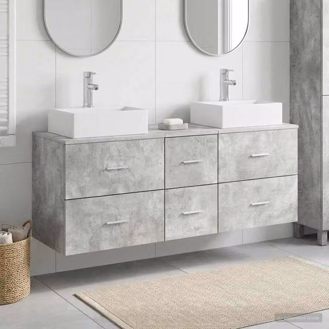 Set di Armadi da Bagno 3 pz Grigio Cemento 129 x 41 x 79,5 cm 3405846