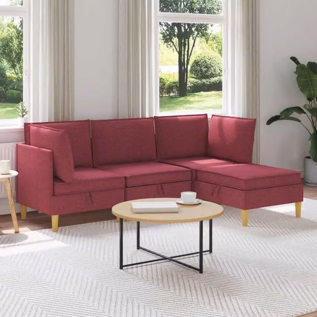 Set di divani modulari con spazio di archiviazione 4 pz Tessuto 3413690