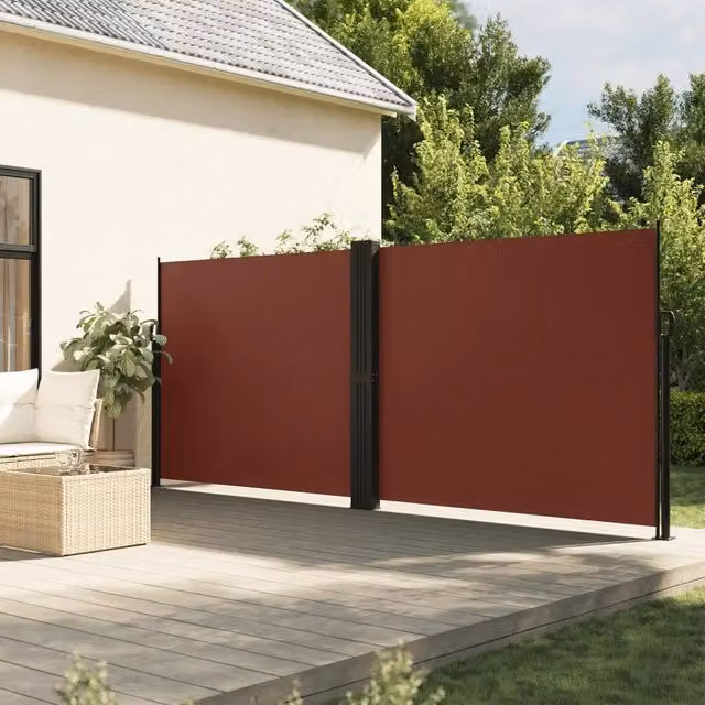Tenda da Sole Laterale Retrattile vidaXL in Poliestere Marrone L: 1200 cm, H: 180 cm