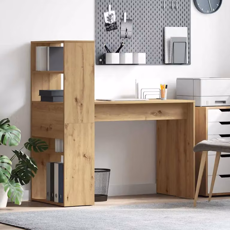 Scrivania moderna vidaXL in legno rovere marrone L: 120 cm, P: 54 cm, H: 75 cm