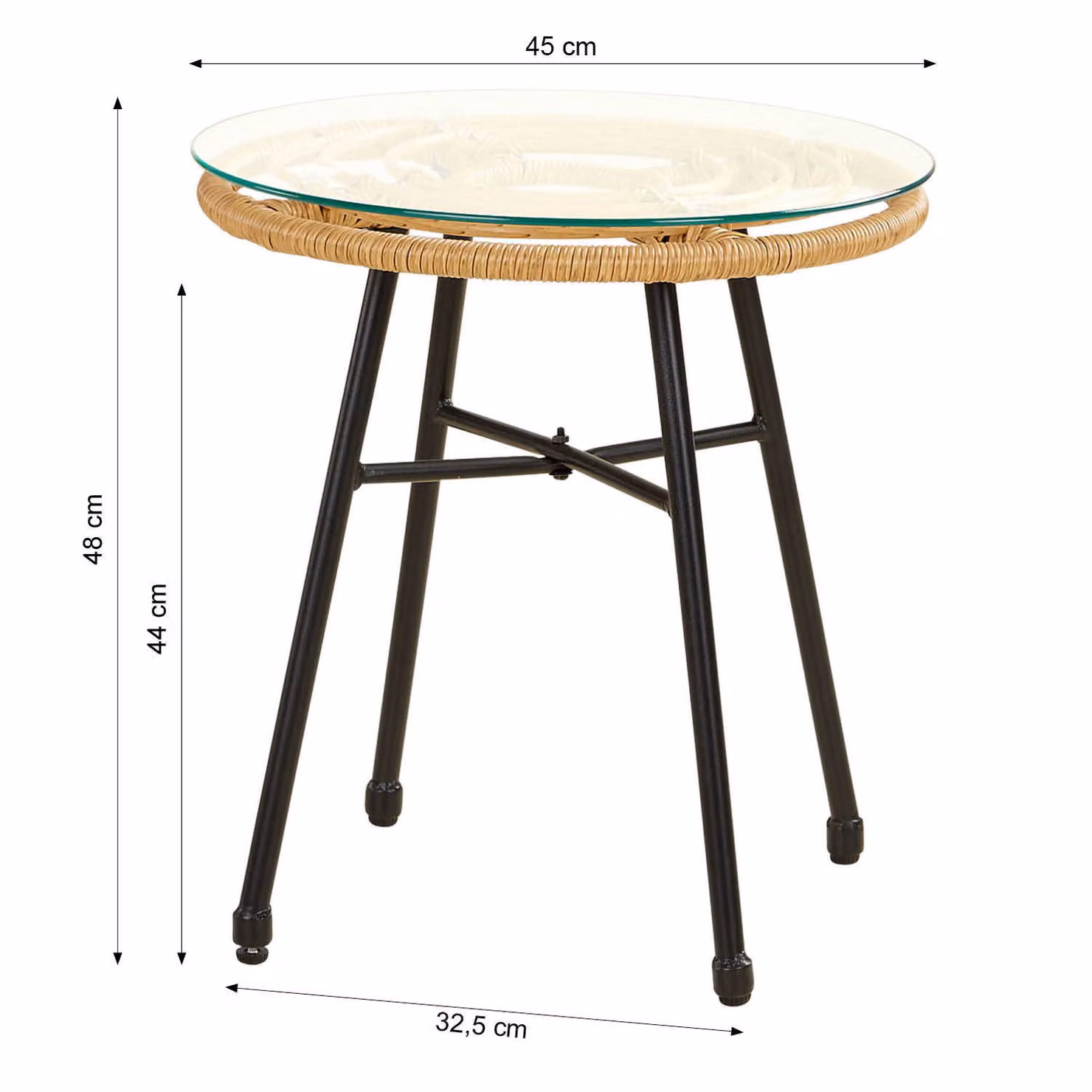 Homestyle4u Set di 3 pezzi di mobili da giardino mobili da balcone rattan natura tavolo e 2 poltrone