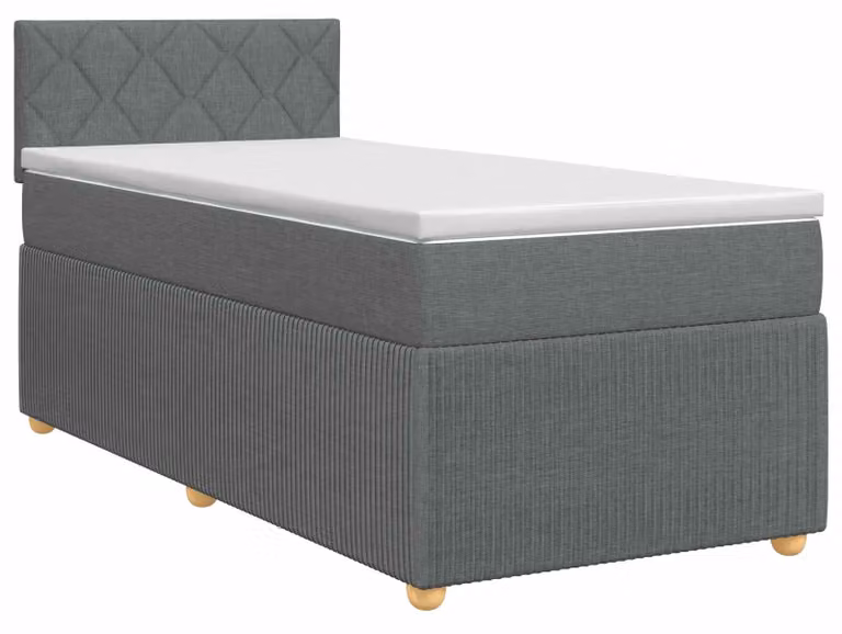 Letto a molle con materasso grigio scuro 90 x 190 cm in tessuto