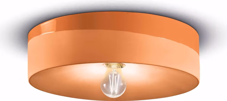 Plafoniera in Vetroceramica E27 D: 40 cm arancione rotonda design retrò in Vetroceramica