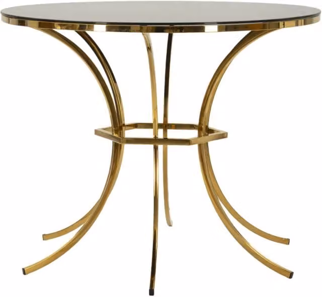 Tavolo da pranzo rotondo Shanty Vikasa Home in vetro trasparente e metallo oro e nero L: 100 cm, P: 100 cm, H: 80 cm – 1