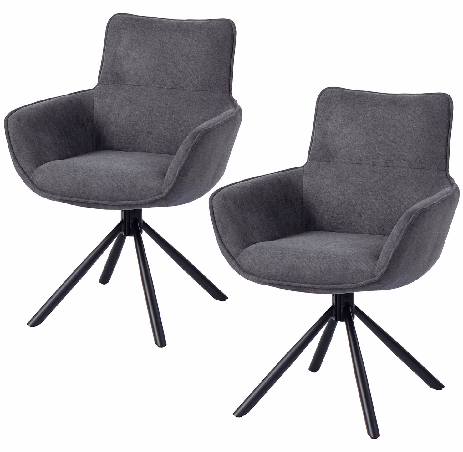HOMCOM Set di 2 sedie da sala da pranzo girevoli per cucina con rivestimento effetto velluto e gambe in metallo