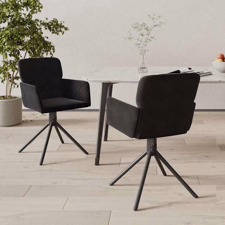 Set di 2 sedie da pranzo girevoli vidaXL in velluto nero con design moderno