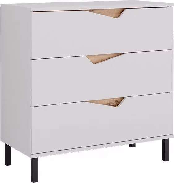 Cassettiera per camera da letto Vicco Marelle Bianco/Artisan 80 x 81.2 cm con 3 cassetti, Model 57841