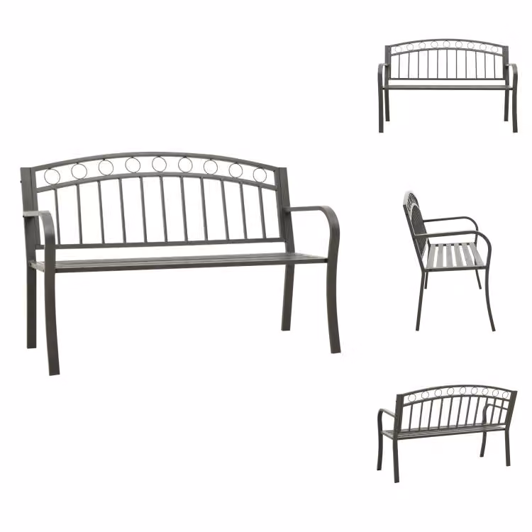 vidaXL Panchina da giardino grigia 120 cm in acciaio - Panchine da giardino