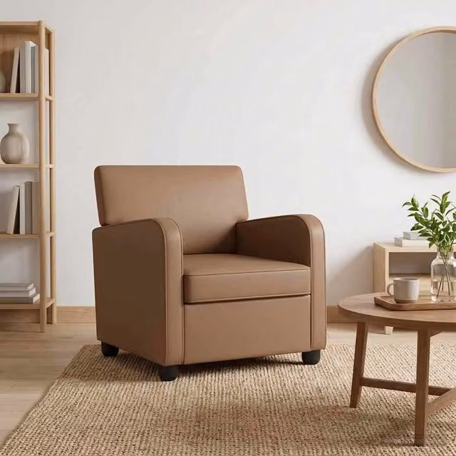 Poltrona moderna vidaXL in similpelle beige e marrone con braccioli e imbottitura in schiuma – 1