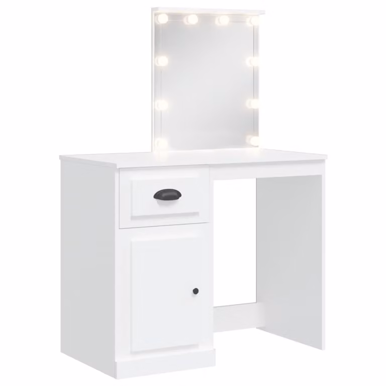 Toeletta con Luci LED Bianca 90x42x132,5 cm