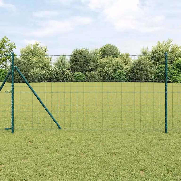 Recinzione Euro vidaXL in ferro rivestito in PVC Verde, L: 10 m, H: 1,4 m