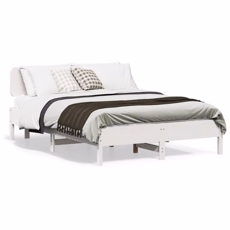 vidaXL Giroletto in legno massello di pino bianco con doghe rigide senza materasso L/P/H: 140,5 x 195,5 x 81,0 cm
