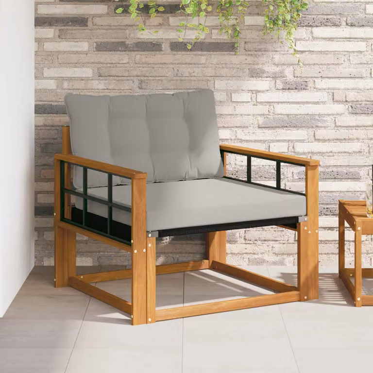 Set di divani da esterno vidaXL in legno di acacia massello e textilene con cuscini, modello moderno per giardino e terrazza, disponibile in marrone o grigio