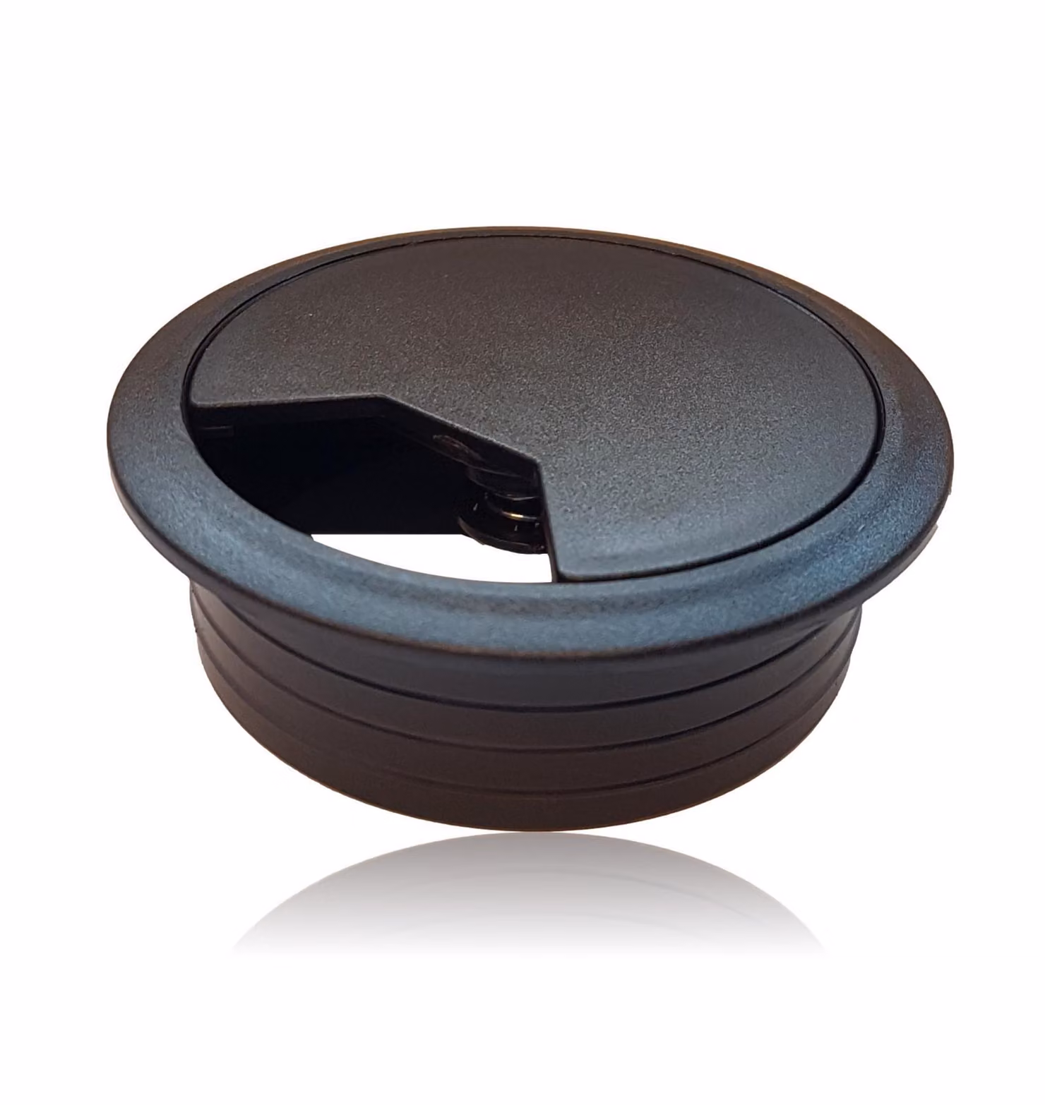 1 x passacavo da scrivania 60 mm - colore [nero] - uscita cavo con guarnizione antipolvere per varie scrivanie e piani di lavoro per ufficio | scatola rotonda per cavi in plastica ABS | uscita cavo