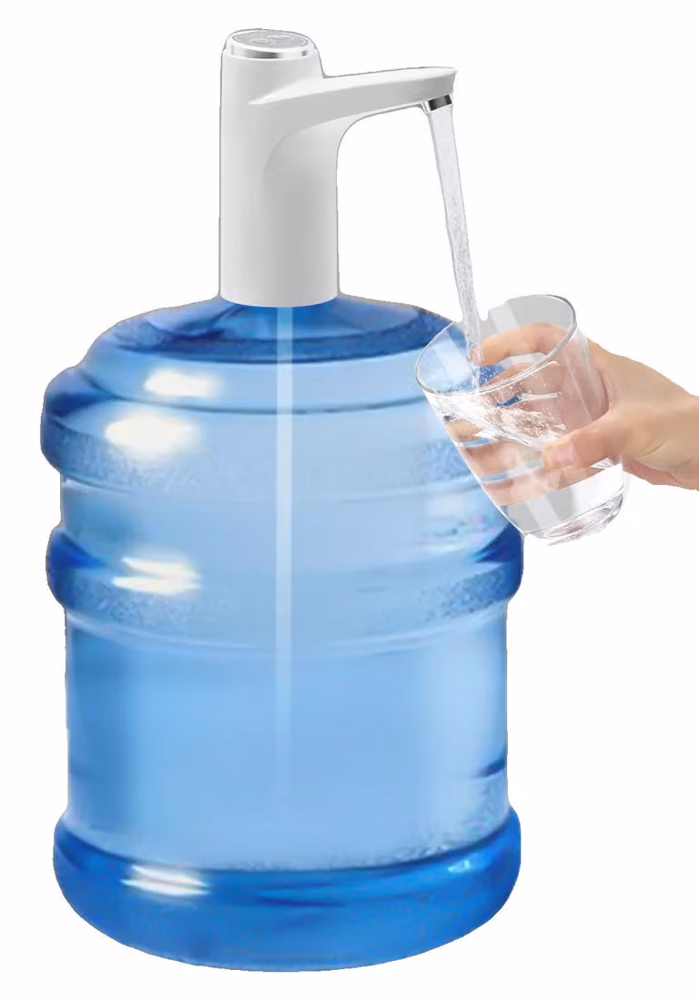 Pompa elettrica per acqua, con una portata di 1,2 litri al minuto, dimensioni compatte (2,56 x 5,7 pollici), realizzata in ABS e silicone alimentare, leggera 0,64 lbs, ricaricabile tramite USB