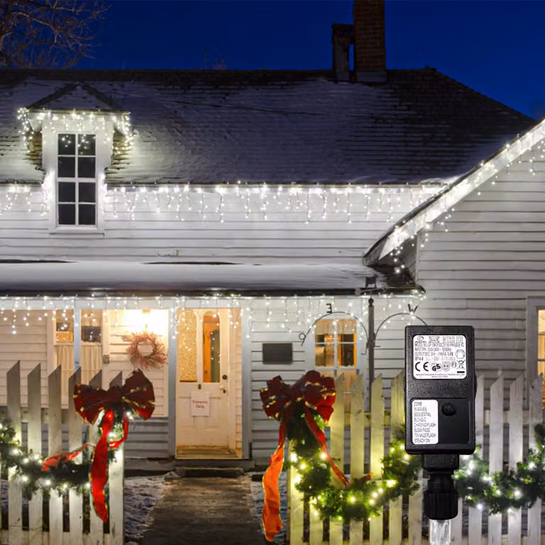 Catene luminose Ikodm, 200 LED effetto "pioggia di ghiaccio", luce bianca fredda, larghezza 5 metri, grado di protezione IP44, 8 modalità di illuminazione, funzione di memorizzazione, ideale per decorazioni natalizie da esterno