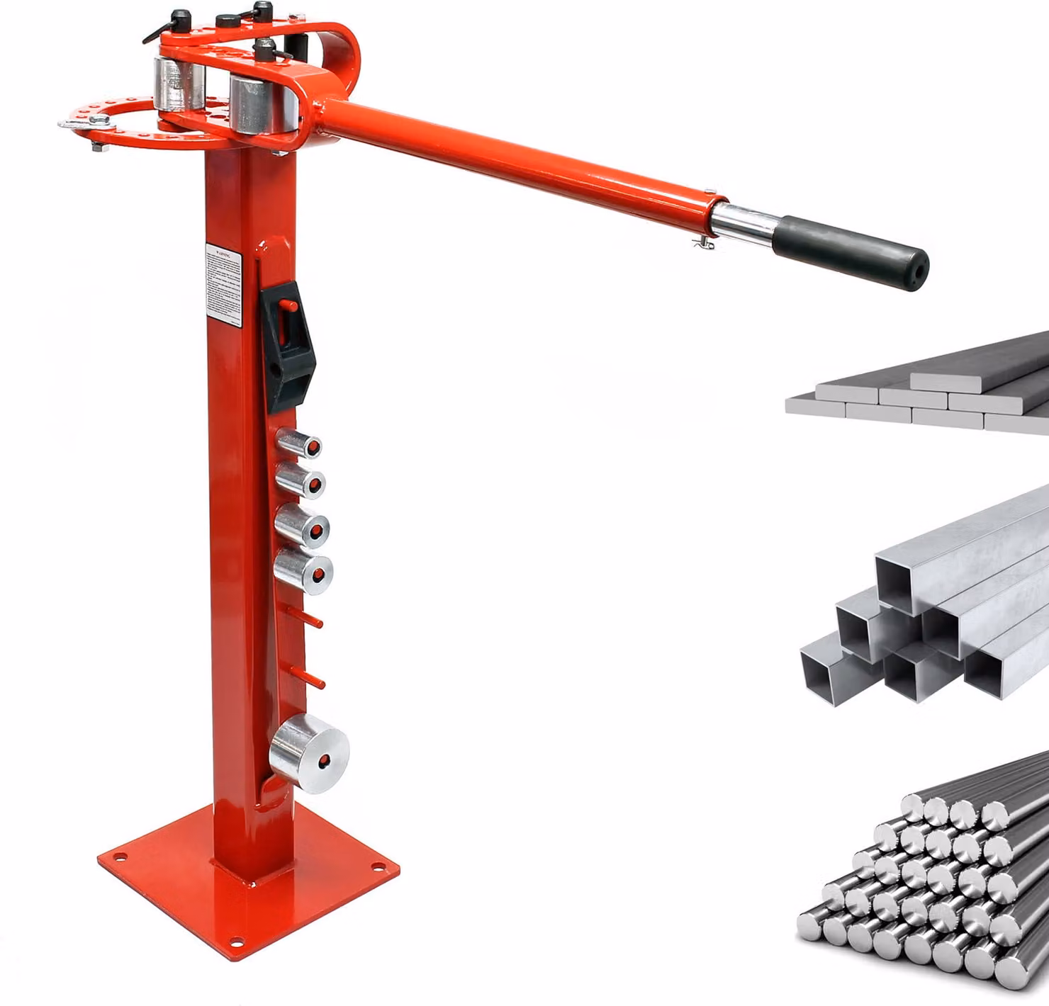 Curvatrice compatta Wiltec con base 1250 x 255 x 975 mm, curvatrice per acciaio piatto, acciaio strutturale, acciaio tondo e acciaio quadrato con 7 stampi 25,4-76,2 mm