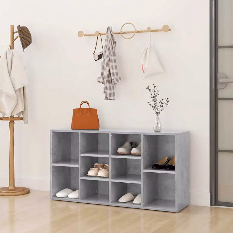 Scarpiera con Panchina vidaXL in Grigio Cemento, L 103 x P 30 x H 55 cm