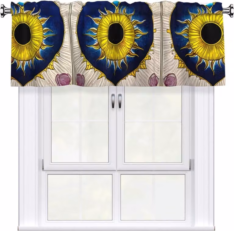 Volant decorativo a forma di cuore e sole, stile cartone animato, dimensioni 137,2 x 45,7 cm, facile da applicare, ideale per decorare finestre in cucina, camere da letto e altri ambienti