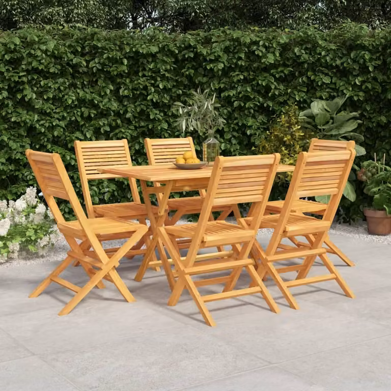 The Living Store 7 pezzi. Set da pranzo da giardino in legno massiccio teak