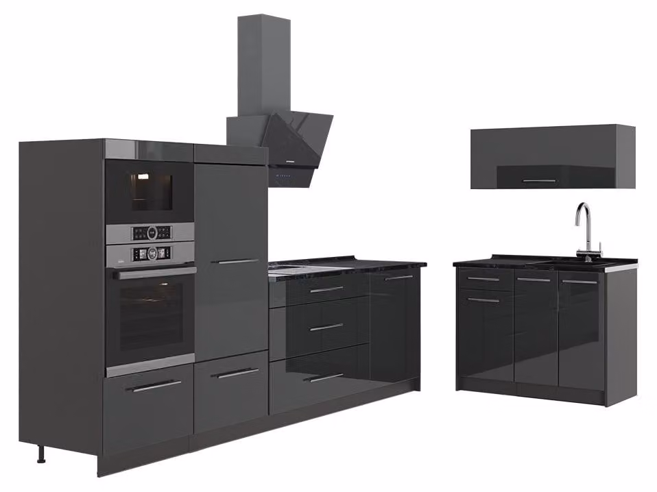 Cucina Vicco Fame-Line Antracite lucido/Antracite 380 cm, PL Antracite, Model 64052