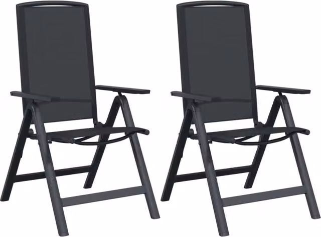 Sedie da giardino reclinabili 2 pz | Sedie da Esterno Nero 58 x 71 x 112 cm