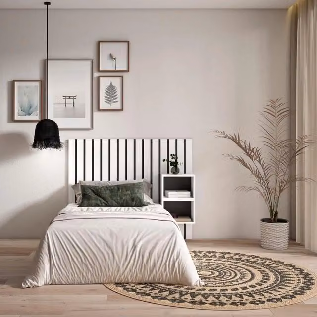 Testiera e Comodini, 133x107x3cm, Letto 80,90,110cm, Pannelli, Bianco RF3570