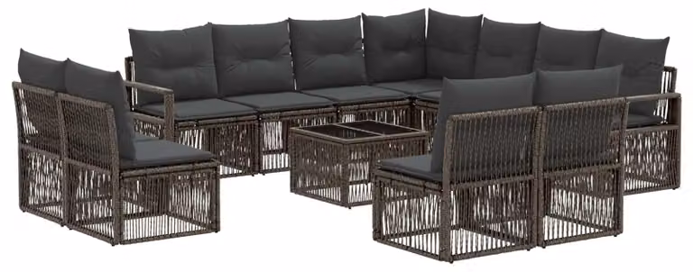 Set Divano da Giardino 12 pcs Grigio polyrattan