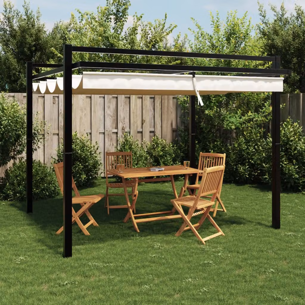 Gazebo da Giardino Moderno vidaXL in Alluminio con Tetto in Poliestere Beige o Antracite L/P/H: 309,5 x 297 x 233 cm