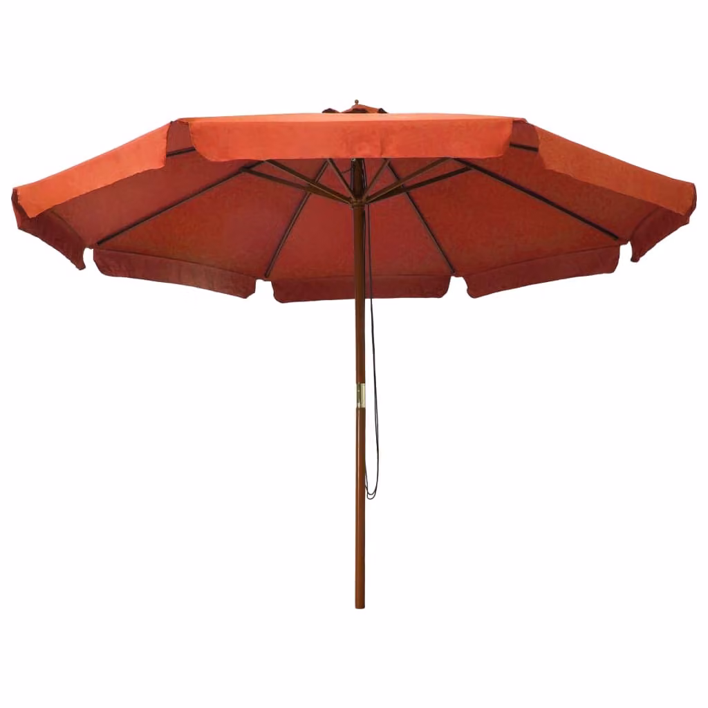 vidaXL Ombrellone con asta in legno 330 cm terracotta