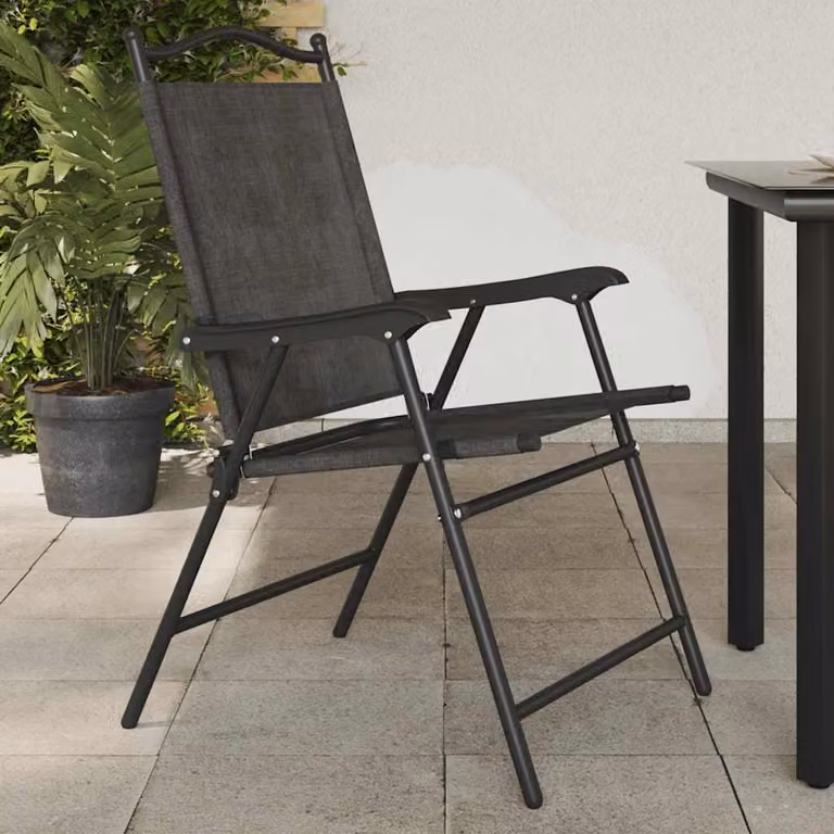 Set di 2 sedie pieghevoli vidaXL in acciaio e textilene grigio melange con braccioli per giardino e terrazza