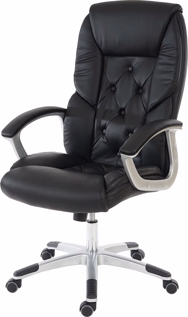 Sedia professionale per ufficio L42 XXL, poltrona girevole per dirigenti, portata 150 kg in Pelle finta ~ nero
