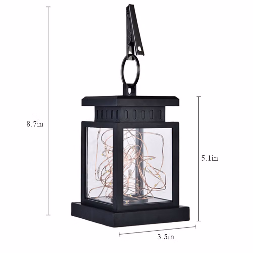 Lanterna solare per esterni: lampada da tavolo a LED con clip di sospensione per giardino, terrazza e architettura paesaggistica