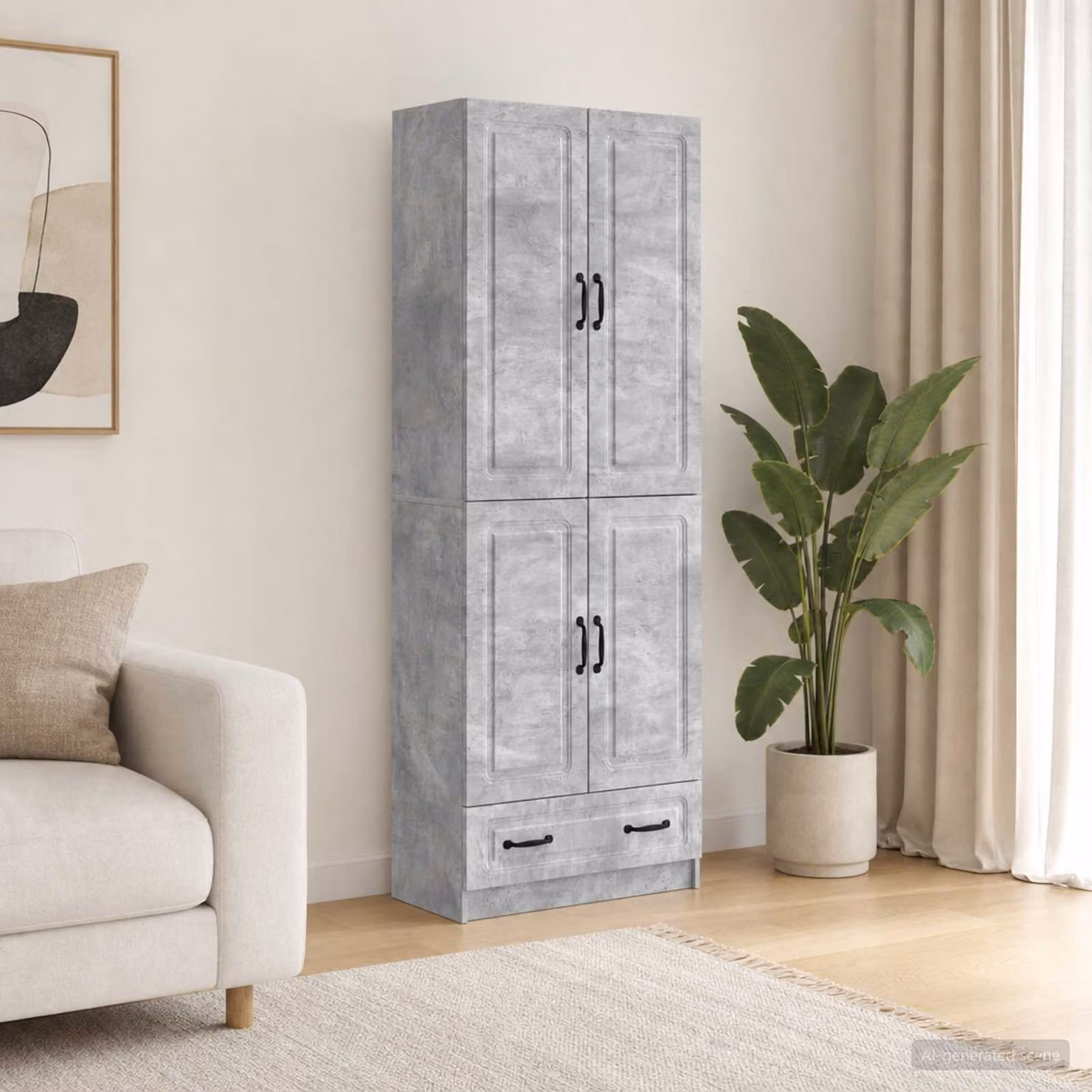 Set di 2 armadi moderni vidaXL in legno ingegnerizzato e MDF, colore grigio, con ante a battente e ripiani interni, L/P/H: 92 x 34,5 x 66 cm