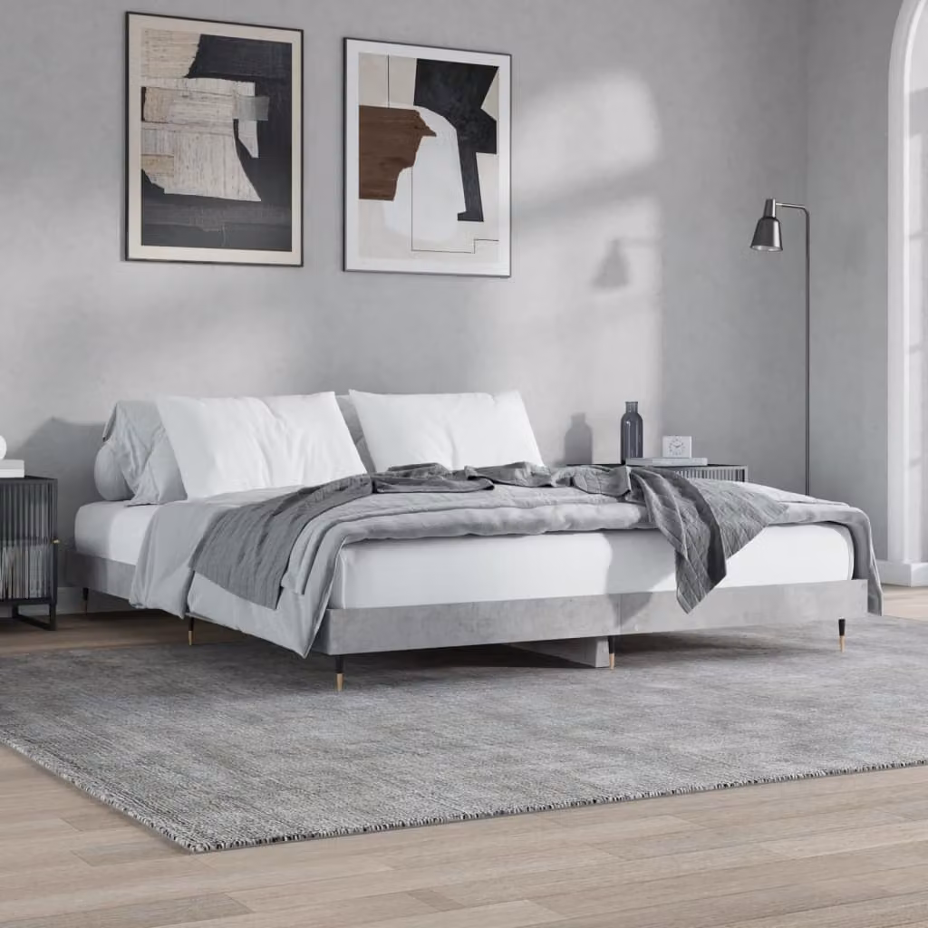 Giroletto vidaXL Grigio con Listelli in Legno e Struttura in Metallo 200x200 cm