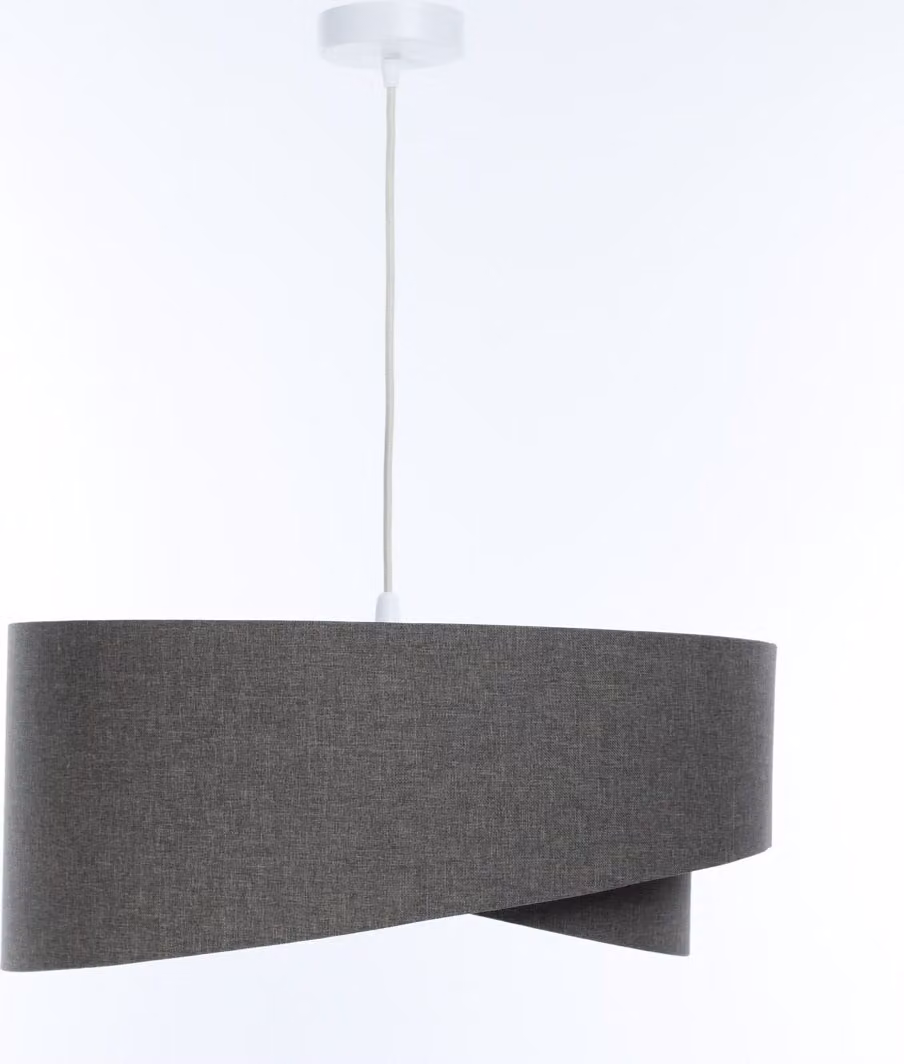 Lampada a sospensione Tessuto E27 P: 40 cm H: max. 90 cm Bianco Grigio rotondo Lampada a sospensione moderna