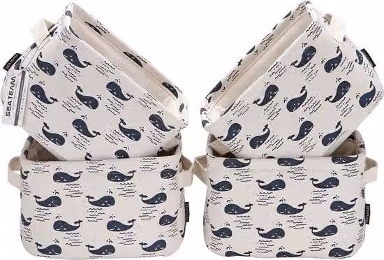 Scatola portaoggetti quadrata pieghevole, grigio, bianco, effetto lino, set da 4 pezzi