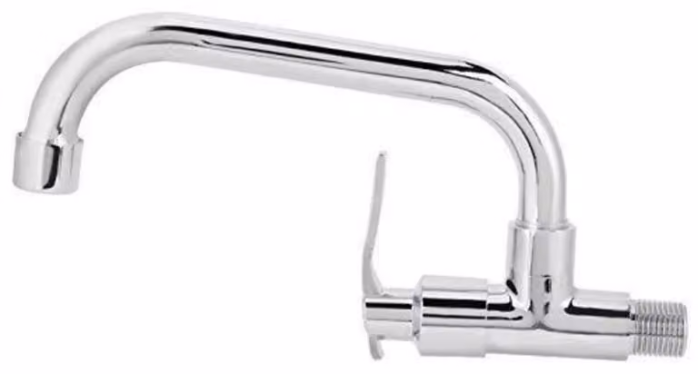 Rubinetto da cucina, rotazione a 360 gradi, 25 cm, montaggio a parete, in ottone cromato