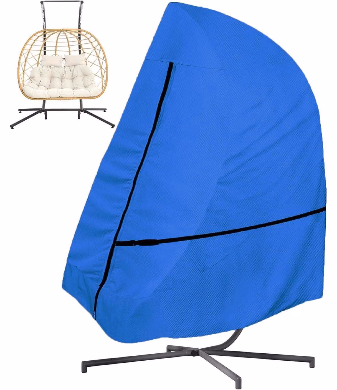Copertura impermeabile per sedia a dondolo, tessuto Oxford 600D, colore blu, dimensioni 232x203 cm