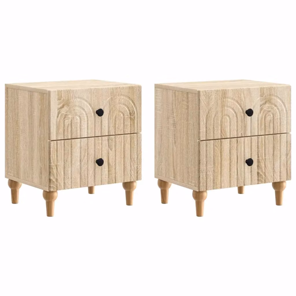 Set di 2 Armadi da Notte vidaXL in Rovere Sonoma Marrone L: 43 cm, P: 34,5 cm, H: 48 cm