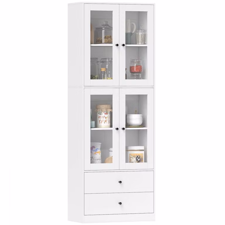 HOMCOM Mobile da cucina, mobile alto con cassetto e ripiani regolabili