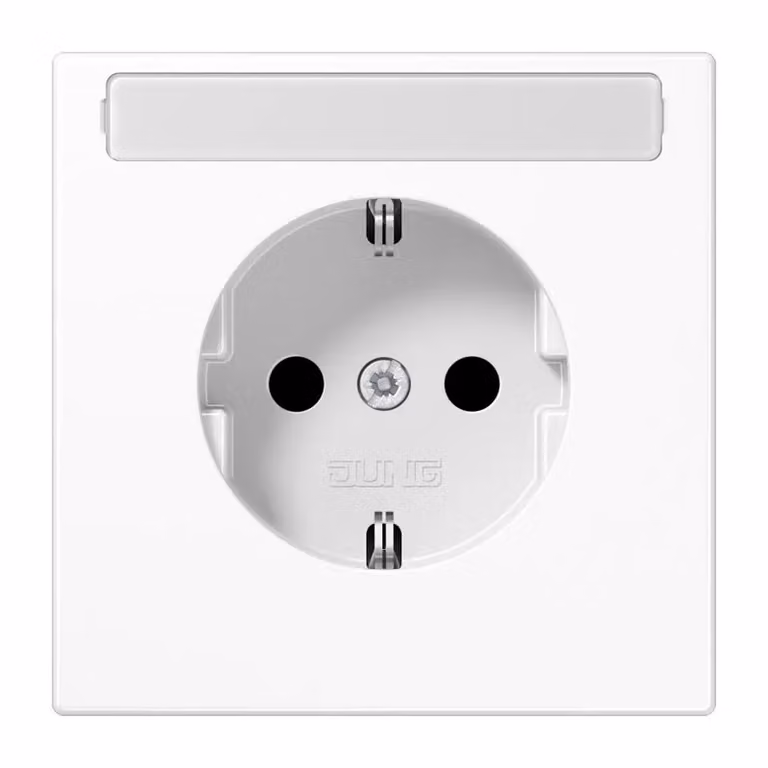Presa Jung SCHUKO, 16 A 250 V ~, con campo di etichettatura, protezione tattile avanzata integrata, termoplastica, serie LS, bianco alpino LS1520BFKINAWW