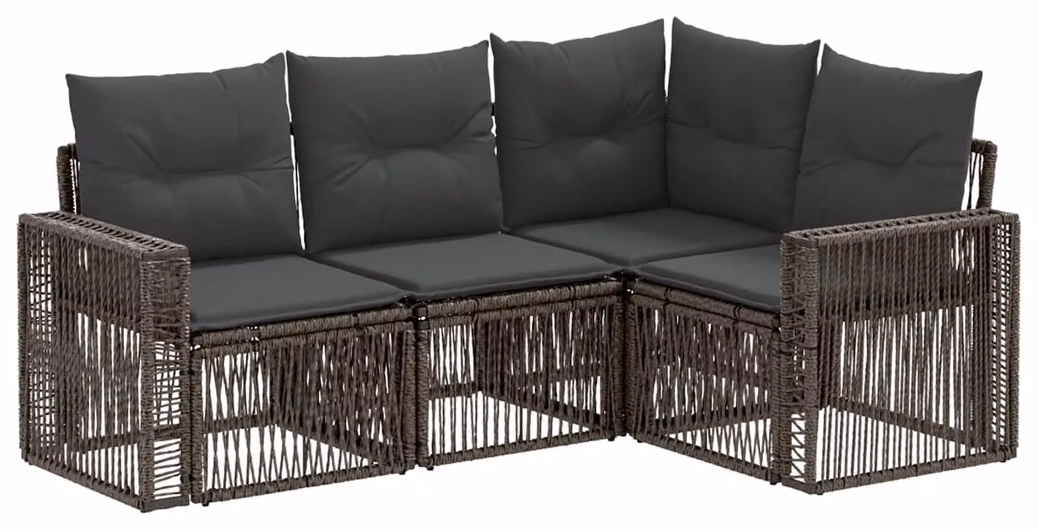 Set di divani da giardino, 4 pezzi, grigio e grigio scuro, in rattan sintetico