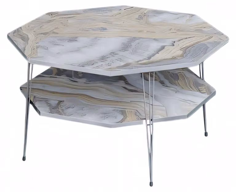 Mehrfarbiger Holz-Couchtisch im modernen Design