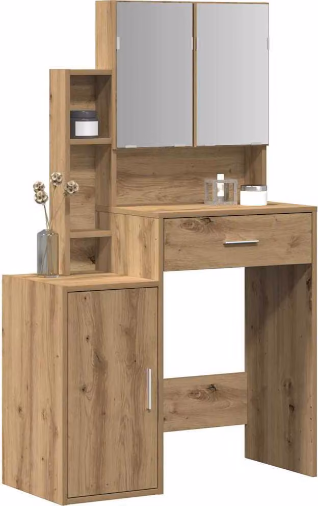Tavolo da Trucco con porta Rovere artigianale 80 x 35 x 132 cm