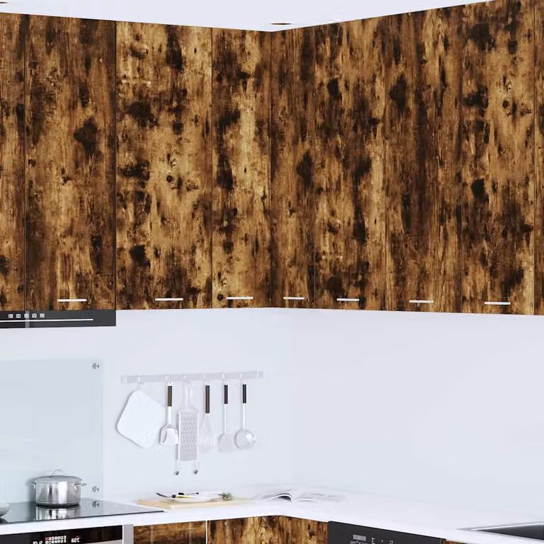 vidaXL Armadio pensile da cucina moderno in legno con ante a battente, Bianco e Marrone, L/P/H: 57 x 57 x 100 cm